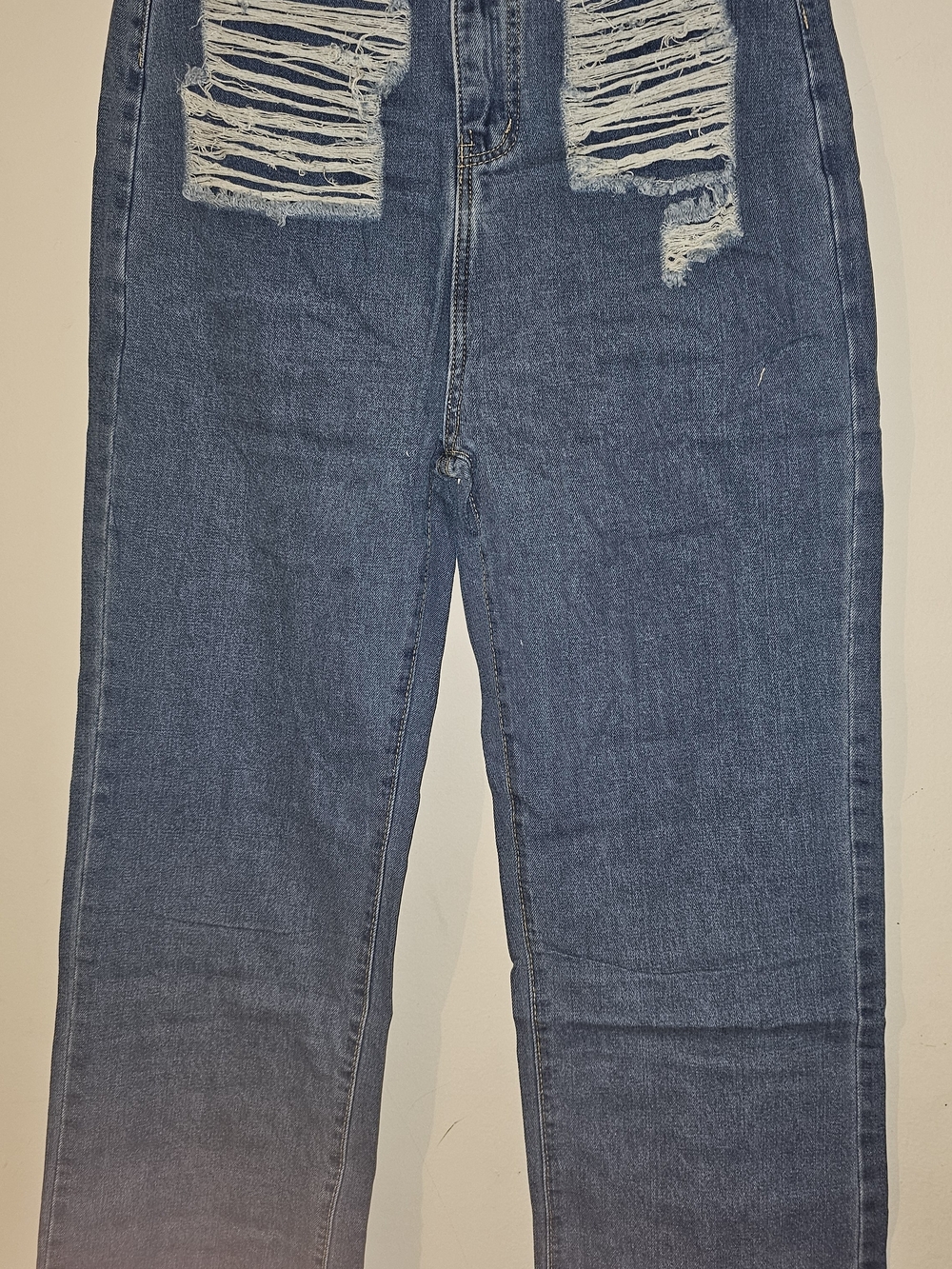 Distressed High-Rise Wide-Leg Jeans - Blue